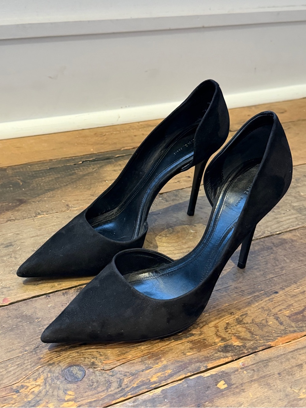 Celine Women's Black Pointed-Toe D'Orsay High Heels